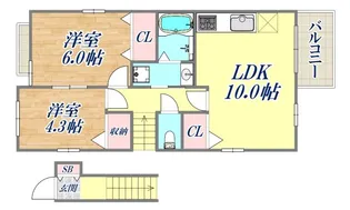 ホーク兵庫2【2階】の間取り
