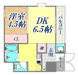 1DKの間取り画像