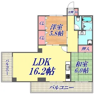 グランドメゾン中山手【6階】の間取り