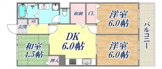 ビレッジハウス港島タワー【7階】の間取り