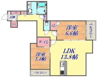 フェリーチェ上三条【3階】の間取り