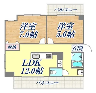 岡本野寄ハイツ【2階】の間取り