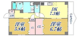 ラシュレ・ウエスト六甲【3階】の間取り