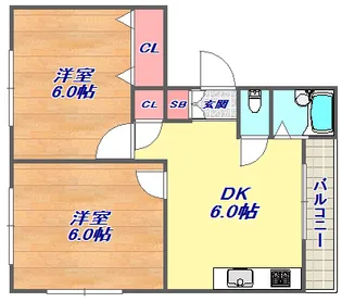ボシュケ六甲【4階】の間取り