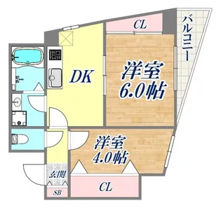 ロゼブル中山手【3階】の間取り