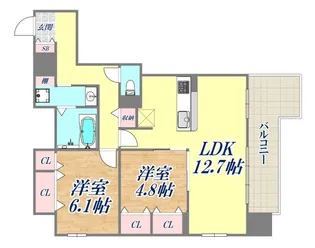 L・Isobe三宮【6階】の間取り