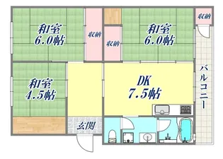 須磨一ノ谷グリーンハイツG棟【2階】の間取り