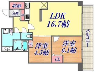 ザ・パークハウス神戸タワー【24階】の間取り