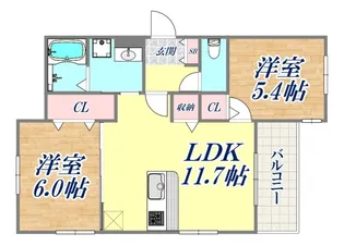 カーザ・ヴェルデ【1階】の間取り