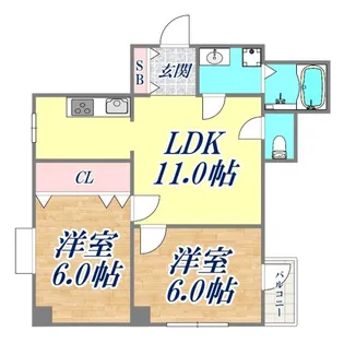 ヴィレッジ・リバー住吉【2階】の間取り