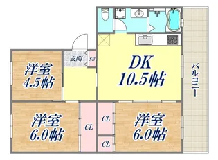 須磨一ノ谷グリーンハイツG棟【5階】の間取り