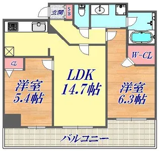 エステムプラザ神戸元町・海岸通【2階】の間取り