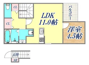 Kパラッツォ兵庫五宮町【2階】の間取り