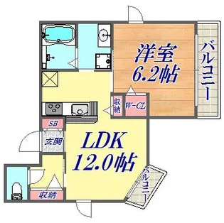 ヒルズ中山手【1階】の間取り