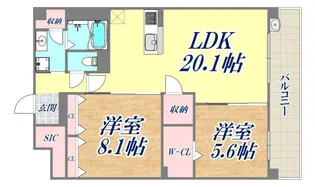 シー・クリサンス西岡本【3階】の間取り