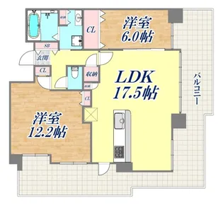 プラウドタワー住吉【21階】の間取り