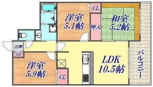 ベルレコルテ浜辺【6階】の間取り