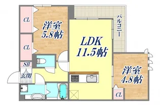 高倉山フラッツ【1階】の間取り