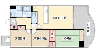 ベルレコルテ浜辺【7階】の間取り