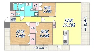 ワコーレヒルズ須磨潮見台【4階】の間取り