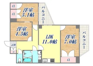 メゾンフローラ【8階】の間取り