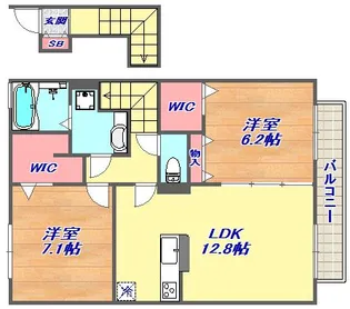 コンフォート西岡本【2階】の間取り