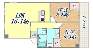 灘ハイツ【3階】の間取り