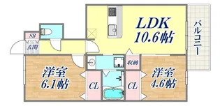 クローバー富士2号館【1階】の間取り