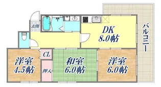 グランディール湊川【2階】の間取り