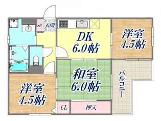 アヴェニール深江南【3階】の間取り