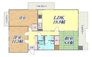 ポートアイランド住宅46号棟【6階】の間取り