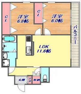 フェリーチェ住吉【3階】の間取り