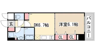 プレジール三ノ宮2【4階】の間取り