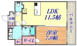 プレサンス THE 神戸【11階】の間取り