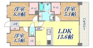 リビオシティ神戸名谷【8階】の間取り