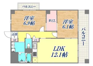 ボシュケ鷹取【4階】の間取り