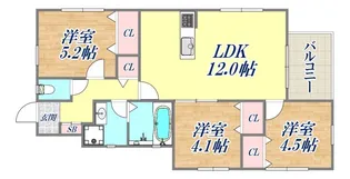 サンライズ平和台【2階】の間取り