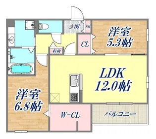 ラポール岡本【2階】の間取り