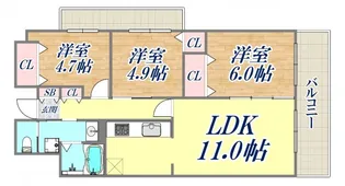摩耶コート壱番館【6階】の間取り