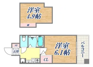 エステムコート三宮駅前ラ・ドゥー【3階】の間取り