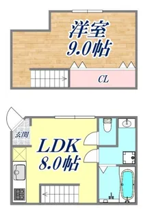 船大工町テラスハウス【2階】の間取り