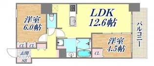 ワコーレザ・神戸旧居留地レジデンスタワー【4階】の間取り
