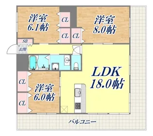 ハッピーコート御影【6階】の間取り