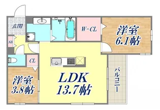 ブル・マリーノ衣掛【3階】の間取り