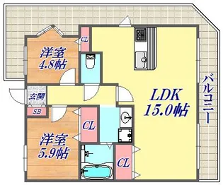 プレステージ山手県庁通り【11階】の間取り