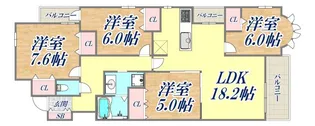 セレッソコート甲南山手森北町【3階】の間取り