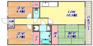 グランドエクセル東灘【202号室】の間取り