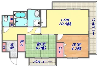 グランドエクセル東灘【2階】の間取り
