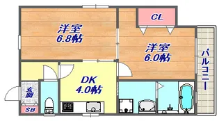 六甲ハイツ【3階】の間取り