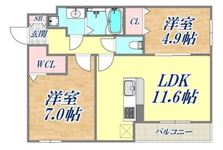 グレイスコート本山中町【2階】の間取り